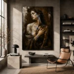 Kintsugi Muse Black & Gold Wall Art Canvas Print - Image 2