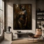 Obsidian Veil Muse Black & Gold Wall Art Canvas Print - Image 5