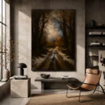 Moonlit Manor Path Cinematic Cityscapes Canvas Print - Image 2