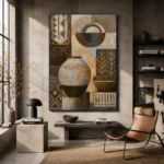 Olive Ceramic Vessel Ethnic Wall Art Canvas Print - Image 2