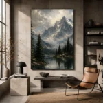 Alpine Lake Landscape Wall Art Canvas Print - Image 2