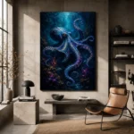 Deep Sea Octopus Underwater Wall Art Canvas Print - Image 2