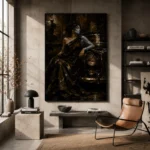 Golden Noir Muse Black & Gold Wall Art Canvas Print - Image 2