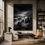 Skull Coast Monochrome Wall Art Canvas Print - Image 2