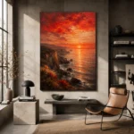 Coastal Sunset Dining Room Wall Art Canvas Print styled in a refined interior