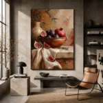Fig Pomegranate Still Life Kitchen Wall Art Canvas Print - Image 2