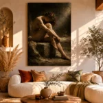Hourglass Male Figure Classical Nude Wall Art Canvas Print - Image 11