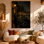 Rainy Canal Noir Movie Wall Art Canvas Print - Image 11