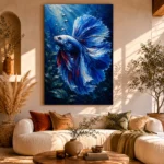 Blue Betta Fish Underwater Wall Art Canvas Print - Image 11