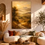 Golden Tuscan Valley Landscape Wall Art Canvas Print - Image 11