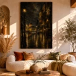 Rainy Budapest Boulevard Cinematic Cityscapes Canvas Print - Image 11
