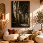Gothic Cathedral Interior Architecture Wall Art Canvas Print - Image 11