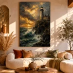 Lighthouse Cliff Sea Wall Art Canvas Print - Image 11