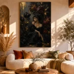 Midnight Bloom Muse Black & Gold Wall Art Canvas Print - Image 11
