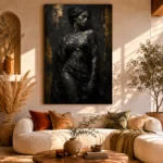 Obsidian Veil Muse Black & Gold Wall Art Canvas Print - Image 11