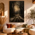 Moonlit Manor Path Cinematic Cityscapes Canvas Print - Image 11