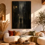 Foggy Victorian Alley Cinematic Cityscapes Canvas Print - Image 11