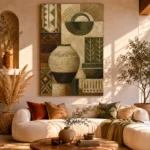 Olive Ceramic Vessel Ethnic Wall Art Canvas Print - Image 11