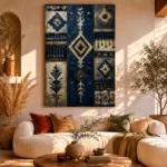 Indigo Heritage Pattern Ethnic Wall Art Canvas Print - Image 5