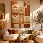 Terracotta Heritage Pattern Ethnic Wall Art Canvas Print - Image 3