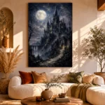 Moonlit Gothic Castle Gothic Wall Art Canvas Print - Image 11