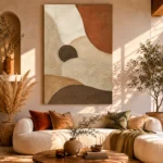 Terracotta Balance Minimalist Wall Art Canvas Print showcased in an elegant minimalist interior