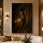 Candlelit Cello Figure Classical Nude Wall Art Canvas Print - Image 3