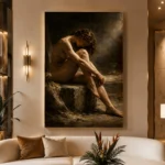 Hourglass Male Figure Classical Nude Wall Art Canvas Print - Image 3