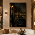 Rainy Canal Noir Movie Wall Art Canvas Print - Image 3