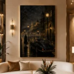 Riverside Noir Movie Wall Art Canvas Print displayed in a contemporary gallery-inspired room