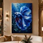 Blue Betta Fish Underwater Wall Art Canvas Print - Image 3