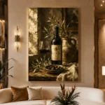 Wine & Olive Still Life Dining Room Wall Art Canvas Print - Image 4