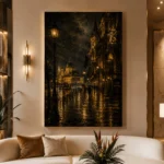 Rainy Budapest Boulevard Cinematic Cityscapes Canvas Print - Image 3