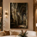 Gothic Cathedral Interior Architecture Wall Art Canvas Print - Image 3