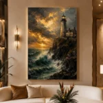 Lighthouse Cliff Sea Wall Art Canvas Print - Image 3