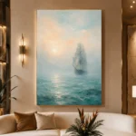 Misty Sailing Ship Sea Wall Art Canvas Print - Image 3