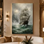 Stormbound Tall Ship Sea Wall Art Canvas Print - Image 3