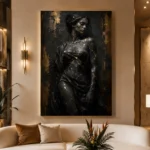 Obsidian Veil Muse Black & Gold Wall Art Canvas Print - Image 2