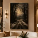Moonlit Manor Path Cinematic Cityscapes Canvas Print - Image 3