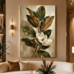 Magnolia Flower Botanical Wall Art Canvas Print - Image 3