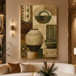 Olive Ceramic Vessel Ethnic Wall Art Canvas Print - Image 3