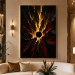 Golden Eclipse Abstract Wall Art Canvas Print - Image 3