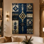 Indigo Heritage Pattern Ethnic Wall Art Canvas Print - Image 9