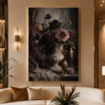 Candlelit Roses Gothic Wall Art Canvas Print - Image 3