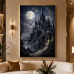 Moonlit Gothic Castle Gothic Wall Art Canvas Print - Image 3