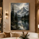 Alpine Lake Landscape Wall Art Canvas Print - Image 3