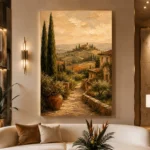 Tuscan Villa Path Landscape Wall Art Canvas Print - Image 3