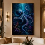 Deep Sea Octopus Underwater Wall Art Canvas Print - Image 3