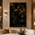 Golden Noir Muse Black & Gold Wall Art Canvas Print - Image 3