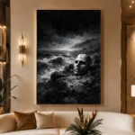 Skull Coast Monochrome Wall Art Canvas Print - Image 3